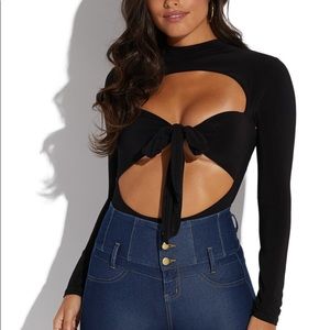 Open Tie Front Bodysuit NWOT Medium